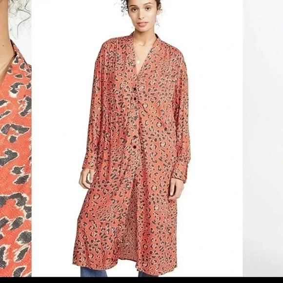Free People Cest Moi Maxi Animal Print Top/Duster(XS)NWT - Picture 2 of 13